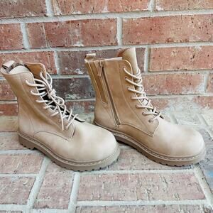 Torrid Women's Tan Leather Lace Up Combat Boots Size 9W